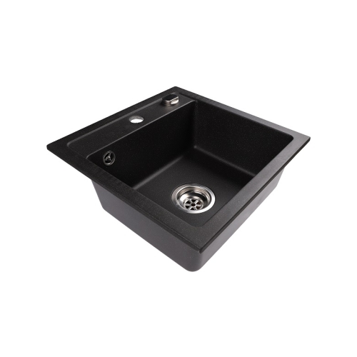 Zlewozmywak granitowy 1 komorowy nablatowy Ela czarny z brokatem